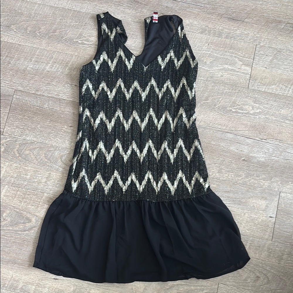 Black and Cream Chevron Dress